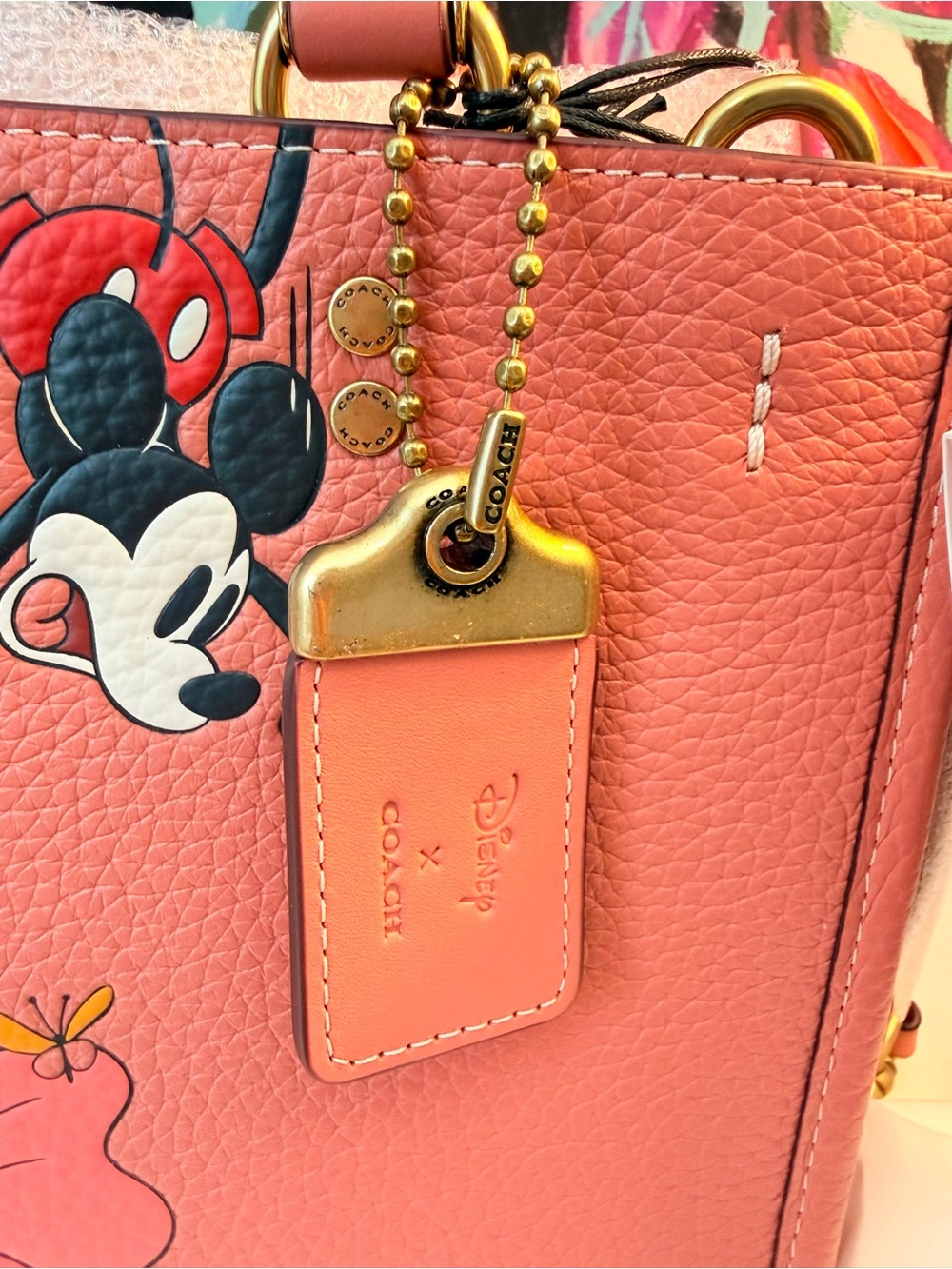 Rare Collectible DISNEY X COACH Rogue 25 Leather Mickey Mouse Flower Pink NWT - Picture 3 of 13